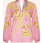 Rosa Ivi Tunika-Blusen mit Cutwork aus Seide für Damen Größe L 