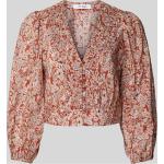 Rostrote Blumenmuster 3/4-ärmelige IVY OAK V-Ausschnitt Blusenshirts & Schlusen aus Viskose für Damen Größe S 