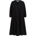 Reduzierte Schwarze Bestickte IVY OAK Bio Midi V-Ausschnitt Midikleider & knielange Kleider mit Puffärmeln aus Baumwolle für Damen Größe L 