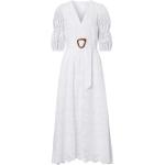 Reduzierte Weiße Bestickte IVY OAK Bio Maxi Sommerkleider mit Reißverschluss aus Baumwolle für Damen Größe S für den für den Sommer 