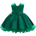 Reduzierte Dunkelgrüne Elegante Ärmellose V-Ausschnitt Kinderfestkleider mit Reißverschluss aus Tüll 