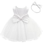 Reduzierte Weiße Elegante Ärmellose Kinderfestkleider mit Perlen mit Reißverschluss aus Tüll für Babys 
