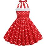 Reduzierte Rote Gepunktete Vintage Ärmellose Gemusterte Kinderkleider mit Rüschen mit Reißverschluss für Mädchen 