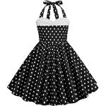 Reduzierte Schwarze Gepunktete Vintage Ärmellose Gemusterte Kinderkleider mit Rüschen mit Reißverschluss für Mädchen für den für den Sommer 