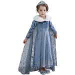 Reduzierte Blaue Die Eiskönigin Elsa Prinzessin-Kostüme mit Glitzer aus Pelz für Kinder 