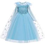 Blaue Die Eiskönigin Elsa Prinzessin-Kostüme mit Pailletten aus Tüll für Kinder 