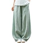 Grüne Unifarbene Casual Baggy-Pants & Baggy-Hosen aus Leinen Handwäsche für Damen Größe XXL für den für den Sommer 
