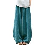 Blaue Unifarbene Casual Baggy-Pants & Baggy-Hosen aus Leinen Handwäsche für Damen Größe XXL für den für den Sommer 