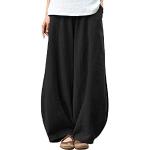 Schwarze Unifarbene Casual Baggy-Pants & Baggy-Hosen aus Leinen Handwäsche für Damen Größe XXL für den für den Sommer 
