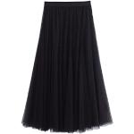 Schwarze Vintage Midi Festliche Röcke aus Mesh für Damen Einheitsgröße für den für den Frühling 