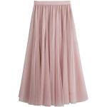 Rosa Vintage Midi Festliche Röcke aus Mesh für Damen Einheitsgröße für den für den Frühling 