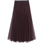 Dunkelbraune Vintage Midi Festliche Röcke aus Mesh für Damen Einheitsgröße für den für den Frühling 