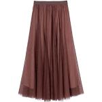 Hellbraune Vintage Midi Festliche Röcke aus Mesh für Damen Einheitsgröße für den für den Frühling 