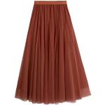 Braune Vintage Midi Festliche Röcke aus Mesh für Damen Einheitsgröße für den für den Frühling 