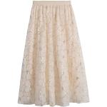 Elfenbeinfarbene Vintage Midi Festliche Röcke aus Mesh für Damen Einheitsgröße für den für den Frühling 