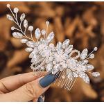 Silberne Haarkämme Hochzeit glänzend aus Kristall mit Strass handgemacht für Damen für die Braut 