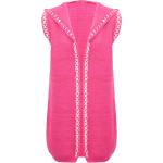 Pinke Bestickte Strickwesten aus Polyamid mit Kapuze für Damen Größe XS 