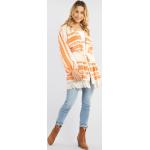 Reduzierte Orange Ethno Izia Kimono-Jacken mit Fransen für Damen Größe XS 