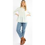 Reduzierte Weiße Gestreifte Boho Izia V-Ausschnitt Tunika-Blusen für Damen Größe XS 