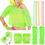80er Jahre Kostüm Damen Neonkleid Popstar Girly Mode Outfit Disco