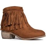 Braune Vegane Cowboy-Boots & Cowboystiefeletten aus Veloursleder für Damen Größe 37 