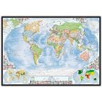 Schwarze Weltkarten mit Weltkartenmotiv aus Holz 