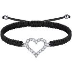 Reduzierte Silberne Motiv Herz Armbänder mit Zirkonia personalisiert für Damen zum Valentinstag 