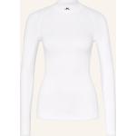 Weiße Langärmelige J. LINDEBERG Stehkragen T-Shirts aus Polyester für Damen Größe M 
