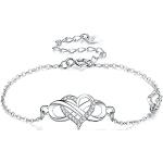 Reduzierte Nickelfreie Silberne Infinity Armbänder & Unendlich Armbänder glänzend aus Silber mit Zirkonia für Damen zum Valentinstag 