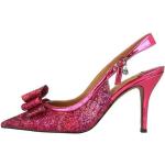 Pinke Spitze Pfennigabsatz High Heels & Stiletto-Pumps in Normalweite aus Textil für Damen Größe 45 