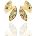 Goldene Muschel-Ohrringe & Perlmutt-Ohrringe aus vergoldet mit Perlmutt für Damen 