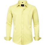 Reduzierte Gelbe Unifarbene Langärmelige Button Down Kragen Herrenlangarmhemden Größe 3 XL 