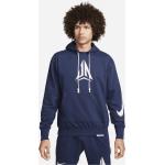 Blaue Nike Dri-Fit Herrensweatshirts mit Basketball-Motiv mit Reißverschluss 