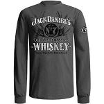 Graue Langärmelige Jack Daniel's Jack Daniels T-Shirts aus Baumwolle für Herren Größe M 