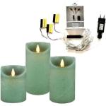 Jadegrüne Moderne 10 cm Runde LED Kerzen mit beweglicher Flamme 3-teilig 