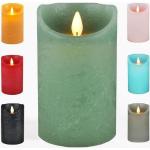 Jadegrüne 10 cm Runde LED Kerzen mit Timer 1-teilig 
