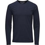 Marineblaue Langärmelige Jack & Jones Rundhals-Ausschnitt T-Shirts für Herren Größe S 