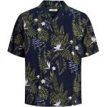 Marineblaue Kurzärmelige Jack & Jones Hawaiihemden aus Popeline Größe M 