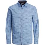 Reduzierte Blaue Casual Langärmelige Jack & Jones Kentkragen Herrenjeanshemden aus Baumwolle enganliegend Größe XL 