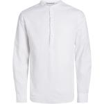 Weiße Langärmelige Stehkragen Stehkragenhemden aus Leinen für Herren Größe L 