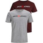 Hellgraue Melierte Kurzärmelige Jack & Jones T-Shirts für Herren Größe 3 XL 2-teilig 