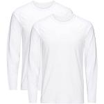 Weiße Langärmelige Jack & Jones Core Rundhals-Ausschnitt T-Shirts für Herren Größe M 2-teilig 