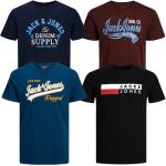 Bunte Jack & Jones T-Shirts aus Baumwollmischung für Herren Größe 6 XL Große Größen 4-teilig 