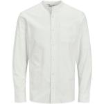 Reduzierte Weiße Unifarbene Langärmelige Jack & Jones Stehkragen Stehkragenhemden aus Baumwolle für Herren Größe L 