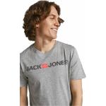 Hellgraue Melierte Jack & Jones Rundhals-Ausschnitt T-Shirts für Herren Größe XXL 