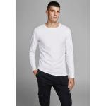 Weiße Langärmelige Jack & Jones Rundhals-Ausschnitt T-Shirts aus Baumwolle für Herren Größe XS 