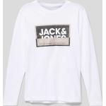 Weiße Langärmelige Jack & Jones Longsleeves für Kinder & Kinderlangarmshirts aus Baumwolle für Jungen Größe 176 