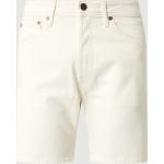 Reduzierte Offwhitefarbene Jack & Jones Jeans-Shorts mit Reißverschluss aus Baumwolle für Herren Größe S 
