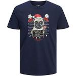 Reduzierte Marineblaue Jack & Jones T-Shirts mit Weihnachts-Motiv für Herren Größe L Weihnachten 