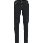 Reduzierte Schwarze Sportliche Atmungsaktive Jack & Jones Slim Fit Jeans mit Reißverschluss aus Denim für Herren Weite 29, Länge 32 